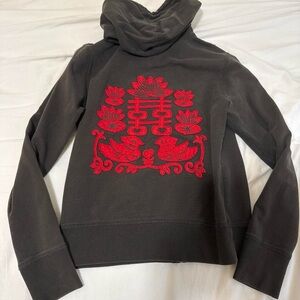 Lucky Brand Grey Hoodie with Red Patches